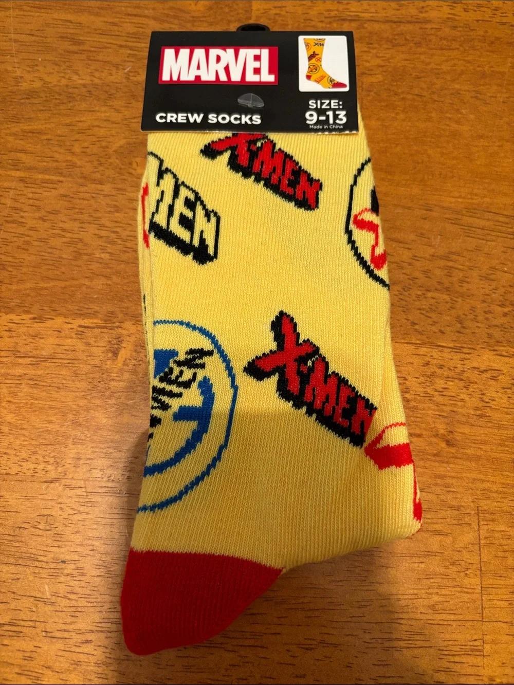 Marvel X-Men Yellow Crew Socks with Red Accents - Men's